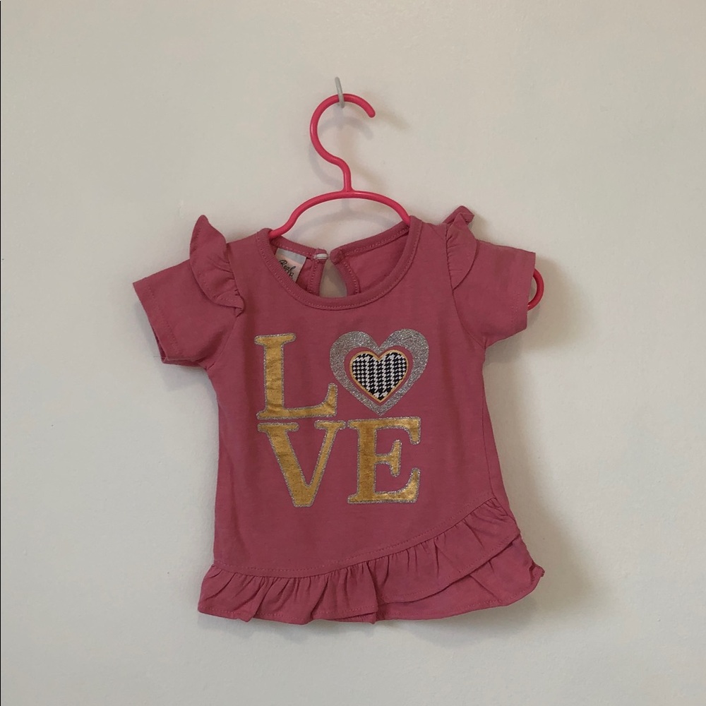 Ruffled Pink 'LOVE' Short-Sleeve Tee for Kids